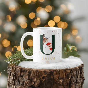 Tasse U personnalisée avec monogramme de Noël