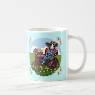 Tasse Vache Conduisant un Tracteur
