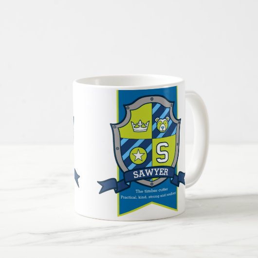 Tasse vert-bleu de signification de nom d'ours de (Devant droit)