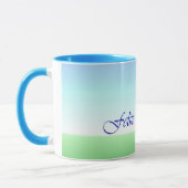 Tasse vert-bleu de sonnerie d'anniversaire (Gauche)