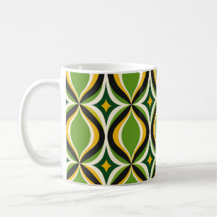 Tasse Vert Vibrant Vagues Dorées Rétro