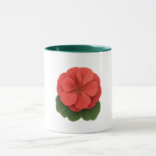 Tasse verte combinée - Fleur de géranium (Centre)