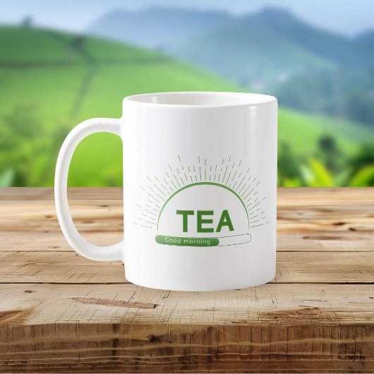 Tasse verte de bonjour pour amateur de thé