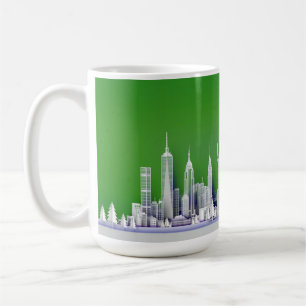 Tasse verte de Noël avec Santa au-dessus de New Yo