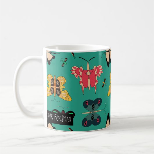 Tasse verte de papillons géométriques (Gauche)