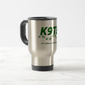 Tasse verte de voyage de logo de K9TB (Devant gauche)