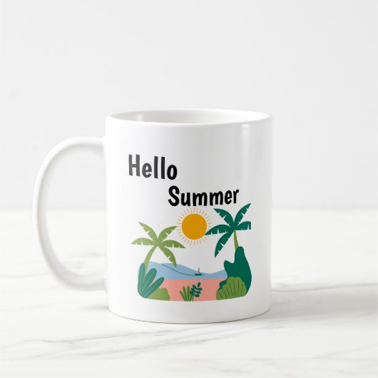 Tasse verte et orange bonjour l'été enjouée (Gauche)
