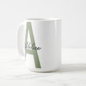 Tasse verte personnalisée avec nom initial - Cadea (Devant gauche)