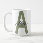Tasse verte personnalisée avec nom initial - Cadea (Gauche)