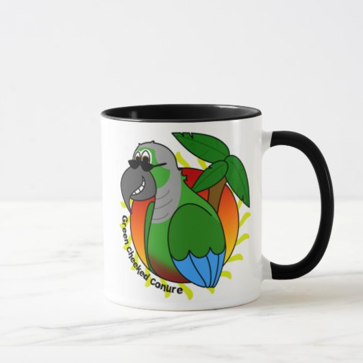 Tasse verte tropicale de Cheeked Conure (Droite)
