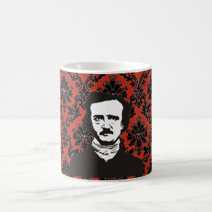 Tasse victorienne de papier peint de Poe - rouge