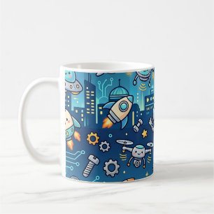 Tasse Ville Future Robot Mignon - Motif Technologi