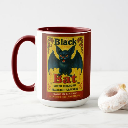 Tasse vintage Black Bat Firecracker (Avec donut)