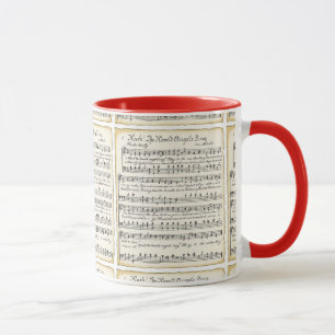 Tasse vintage de musique de feuille de Noël