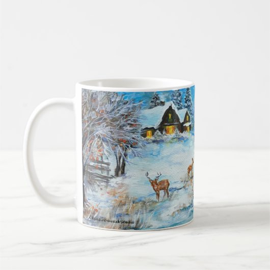 Tasse vintage d'illustration. Vacances d'hiver (Gauche)