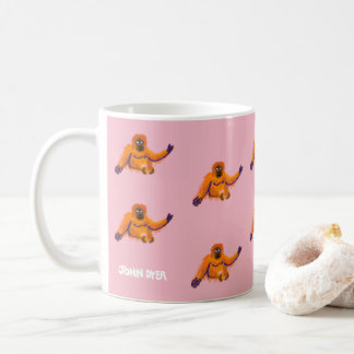 Tasse vintage d'orang-outan de rose de style par