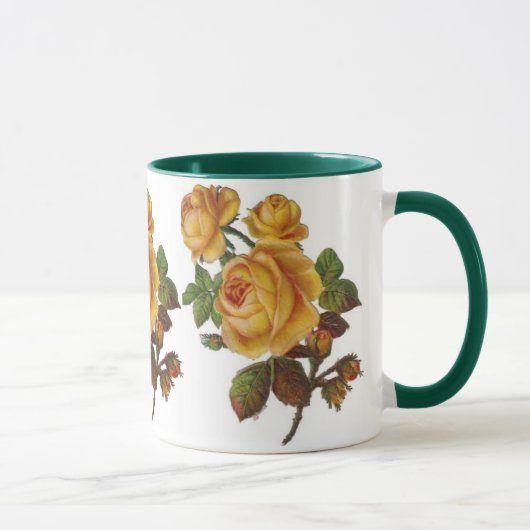 Tasse Vintage Florale Rose Jaune Vert (Droite)