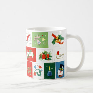 Tasse vintage nostalgique d'icônes de Noël