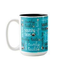 Tasse visqueuse de ton du carlin deux de visages