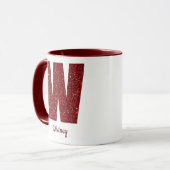 Tasse W Monogramme Pailleté Moderne avec Nom (Devant gauche)