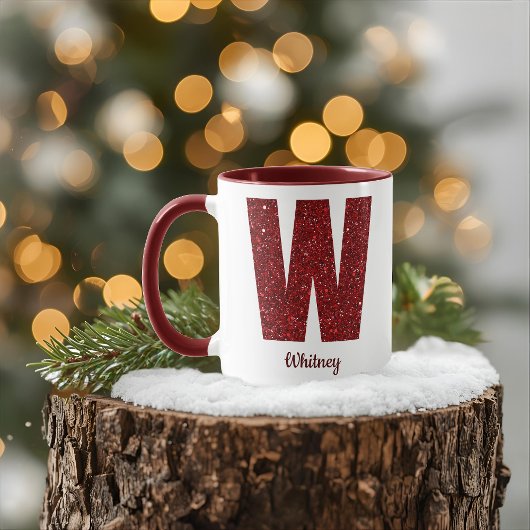 Tasse W Monogramme Pailleté Moderne avec Nom