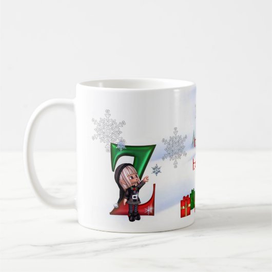 Tasse Z de Noël de monogramme (Gauche)