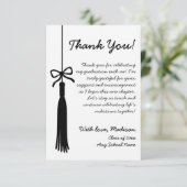 Tassel Bow Black & White Class Of 2026 Graduation Bedankkaart (Staand voorkant)