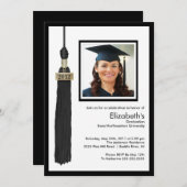 Tassel Foto Afstuderen Uitnodiging zwart-wit (Voorkant / Achterkant)