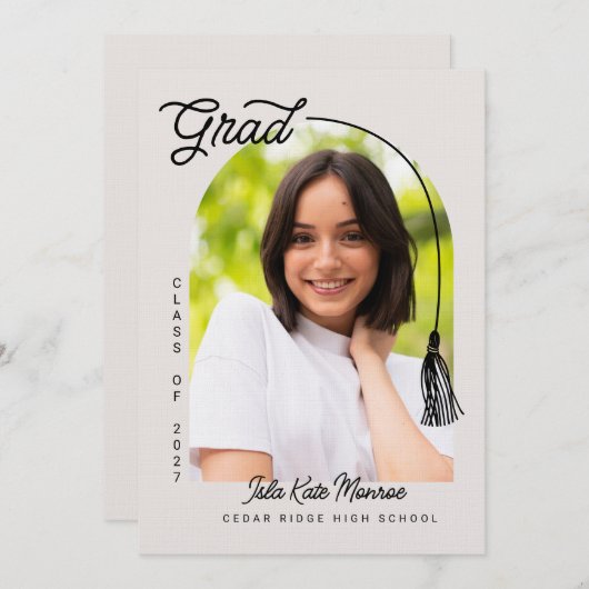Tassel Grad Announcement with Photo Kaart (Voorkant / Achterkant)