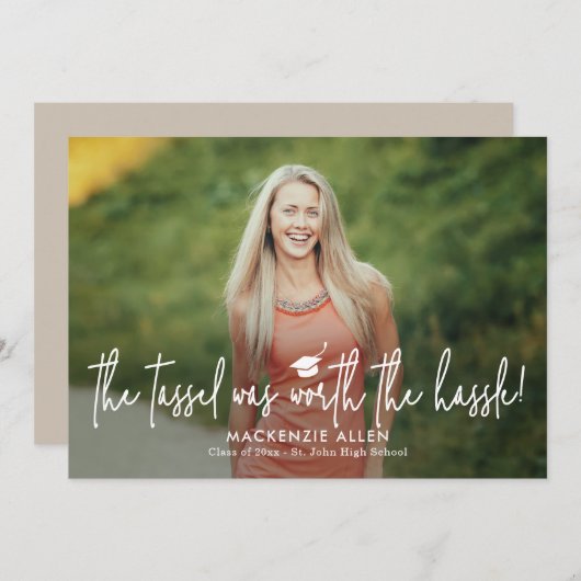 Tassel Hassle Graduation Faire-part Invitation (Devant / Derrière)