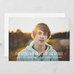 Tassel mérite le Hassle dans White Grad Faire-part