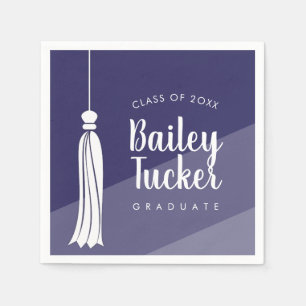 Tassel op Navy Blue Ombre Graduation Party servett Servet