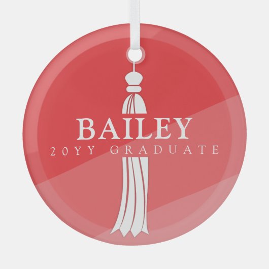 Tassel op Red Ombre Afstuderen Afstuderen Keepomwi Glas Ornament (Voorkant)
