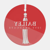 Tassel op Red Ombre Afstuderen Afstuderen Keepomwi Glas Ornament (Achterkant)