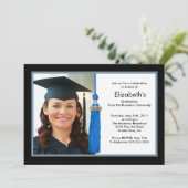 Tassel Photo Graduation Invitation Black & Blue (Debout devant)