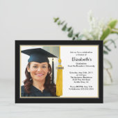 Tassel Photo Graduation Invitation Black & Gold (Debout devant)