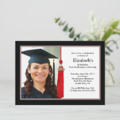 Tassel Photo Graduation Invitation Black & Red (Debout devant)