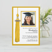 Tassel Photo Graduation Invitation Gold & White (Debout devant)