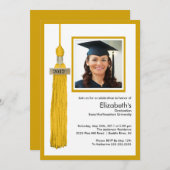 Tassel Photo Graduation Invitation Gold & White (Devant / Derrière)