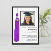 Tassel Photo Graduation Invitation Purple & White (Debout devant)