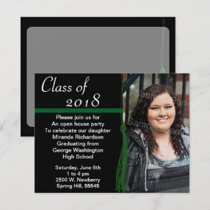 Tassel Photo Graduation Party Green en Black Kaart