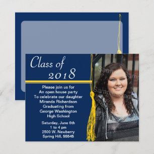 Tassel Photo Graduation Party Yellow and Blue Kaart