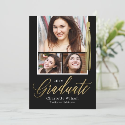 Tassel Pride Graduation Faire-part Invitation (Debout devant)