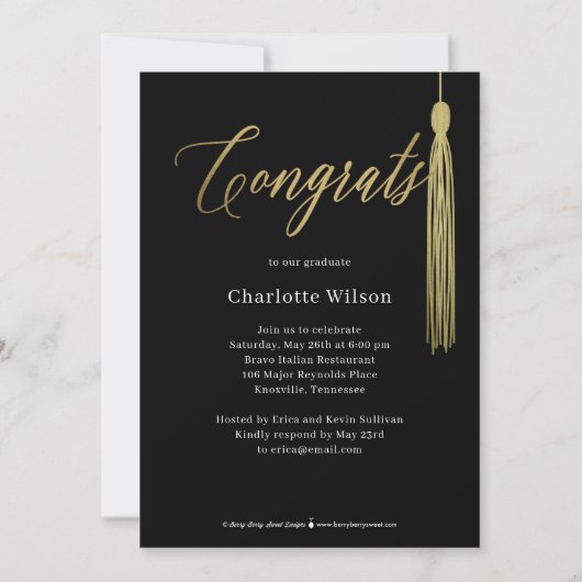 Tassel Pride Graduation Faire-part Invitation (Dos)