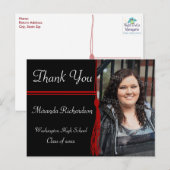 Tassel Red & Black Graduation Party aangekondigd Aankondigingskaart (Voorkant / Achterkant)