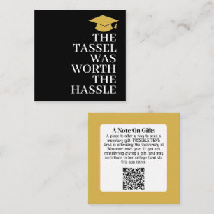Tassel was het gedoe waard - Afstudeerder Gift QR- Informatiekaartje