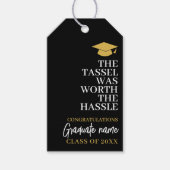 Tassel was het gedoe waard - Modern Afstuderen Cadeaulabel (Voorkant)