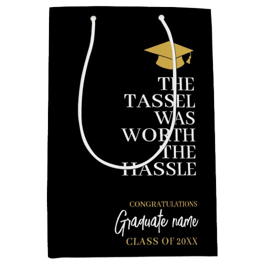 Tassel was het gedoe waard - Modern Afstuderen Medium Cadeauzakje (Voorkant)