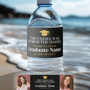 Tassel was moeite waard Modern Afstuderen 2 foto Waterfles Etiket