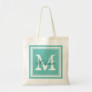 Tassen in turquoise blauw met monogram voor trouwf
